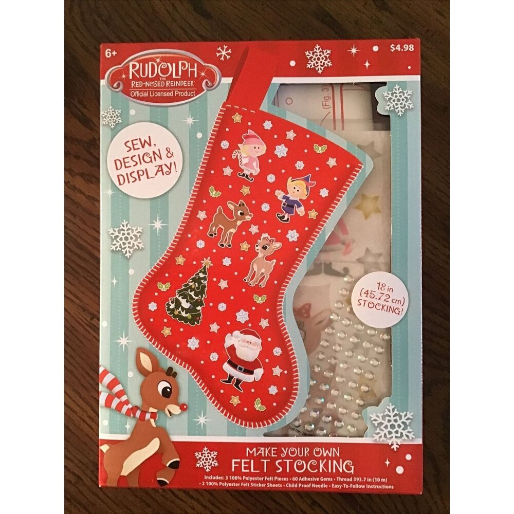 Rudolph The Red Nosed Reindeer Sew Design Make Your Own 18” Felt Stocking Kit